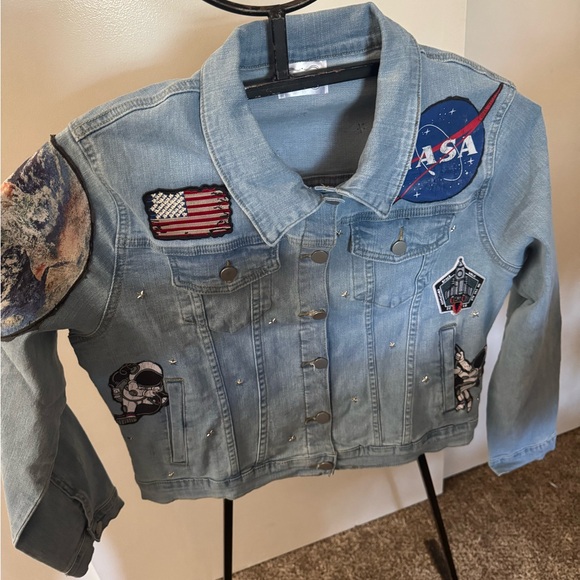 The Punk Pixie | Jackets & Coats | Custom Denim Jacket Space Theme L ...
